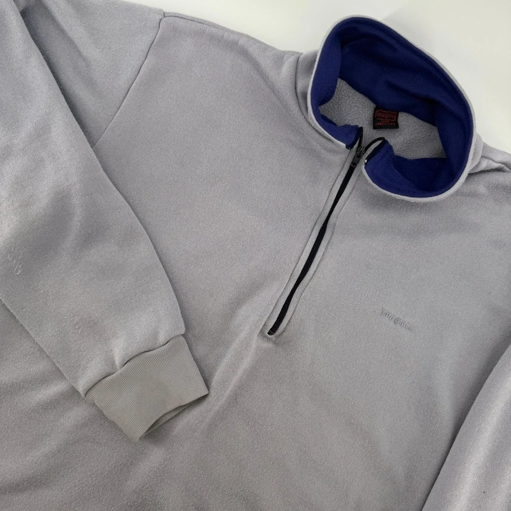 Vintage Patagonia Capilene Quarter Zip Pullover Mens Large Grey Made in USA